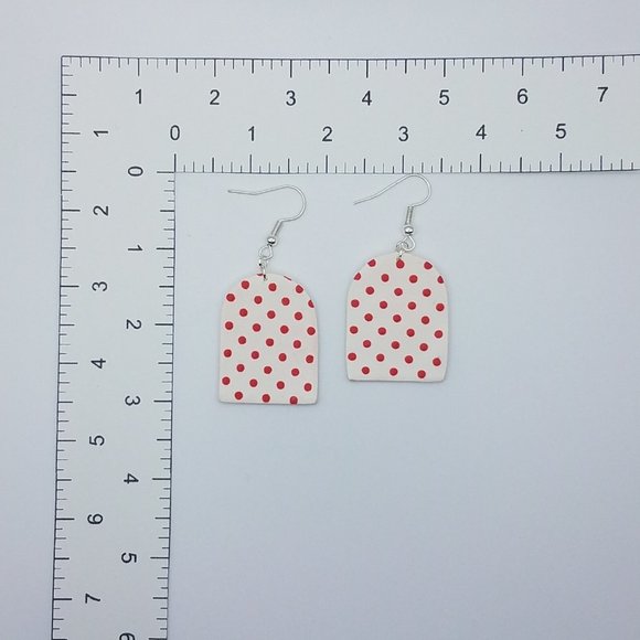Arch Shaped Polka Dot Pattern Handmade Dangle Earrings - Picture 3 of 6